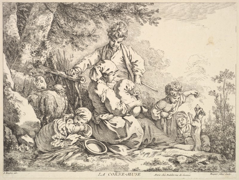 Bagpipes, mid to late 18th century. Creator: Jacques Gabriel Huquier.