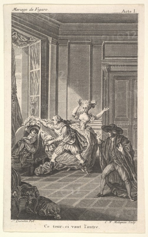 A man curled up in a chair looks toward another man who approaches him from the left i..., ca. 1784. Creator: Claude Nicolas Malapeau.