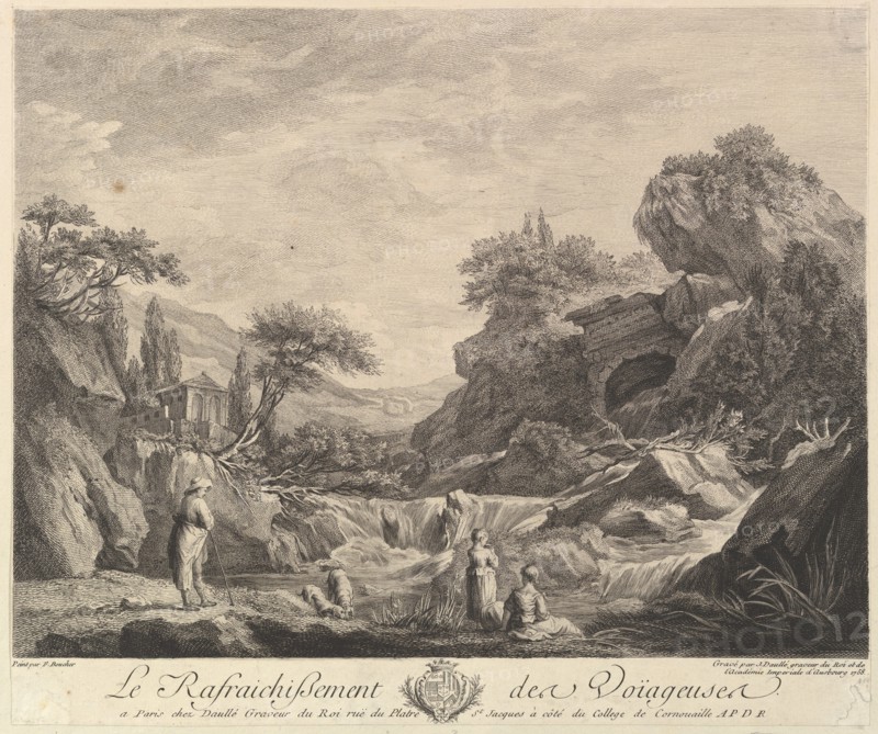 Traveling Women Drinking Water, 1758. Creator: Jean Daullé.