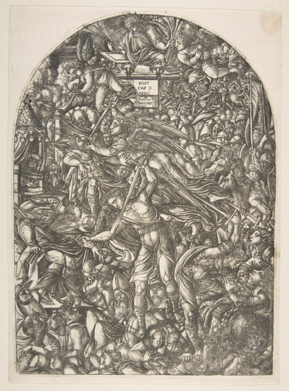 The Angel sounding the Sixth Trumpet, from the Apocalypse.n.d. Creator: Jean Duvet.