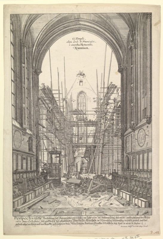 View of the Church of the Franciscans in Nuremberg under Reconstruction, from the series V....n.d. Creator: Johann Ulrich Kraus.