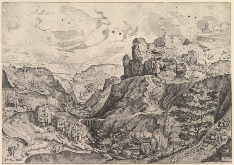 Alpine Landscape with a Deep Valley from The Large Landscapes, ca. 1555-56. Creator: Johannes van Doetecum I.