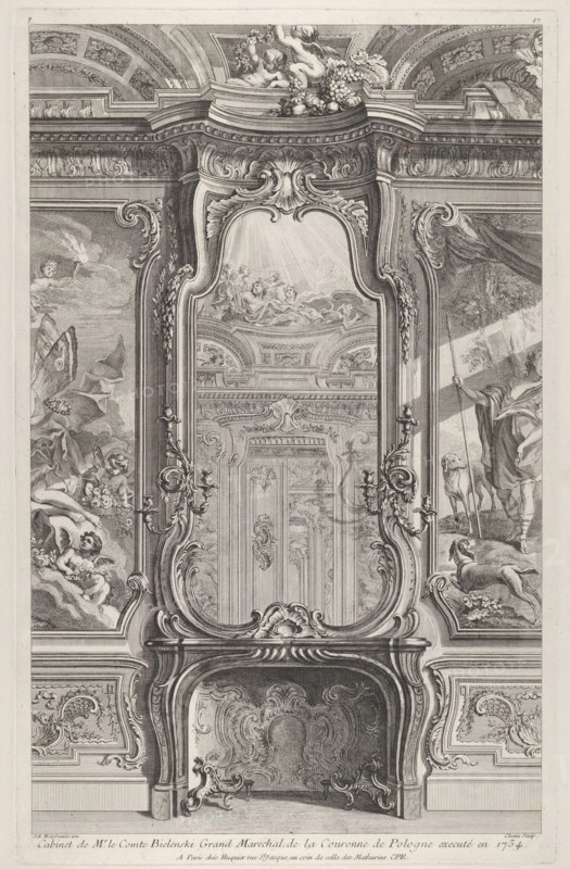 Cabinet de Mr le Compte Bielinski, from 'Oeuvres de Juste Aurelle Meissonnier', ca. 1742-48. Creator: Juste-Aurele Meissonier.