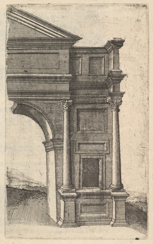 Half of an Arch [Porta Antonae] from the series 'Ruinarum variarum fabricarum delineatione..., 1554. Creator: Lambert Suavius.