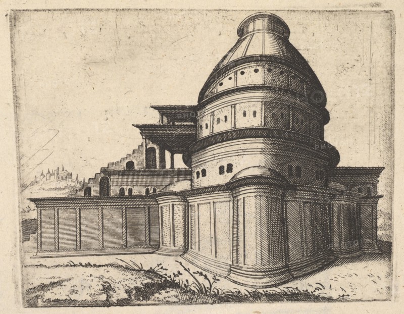 Building [Aerarii Publici Rome] from the series 'Ruinarum variarum fabricarum delineatione..., 1554. Creator: Lambert Suavius.
