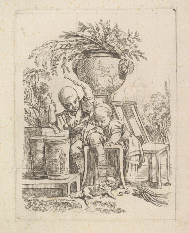 Two Children, One Playing the Drum. Creator: Louis Antoine Crozat, Baron de Thiers.