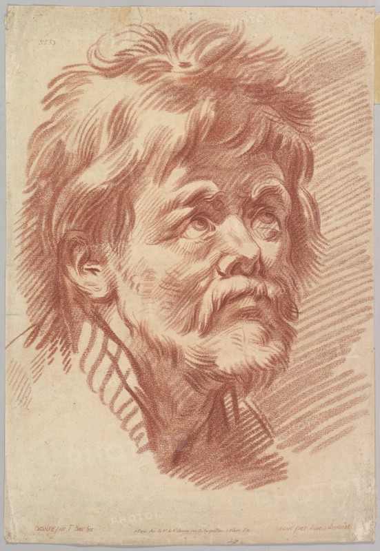 Head of an Old Man, mid to late 18th century. Creator: Louis Marin Bonnet.