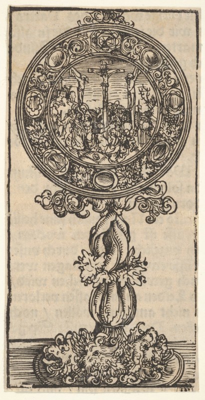 A Silver-Gilt Pacifical with a Crucifixion, from the Large Series of Wittenberg Reliquaries, 1509. Creator: Lucas Cranach the Elder.