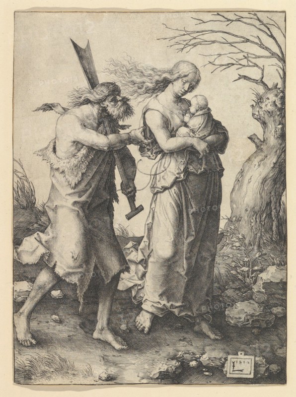 Adam and Eve after the Expulsion, 1510. Creator: Lucas van Leyden.