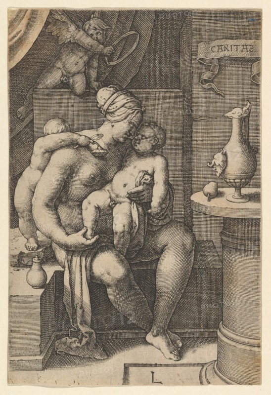 Charity, from the series The Seven Virtues, 1530. Creator: Lucas van Leyden.