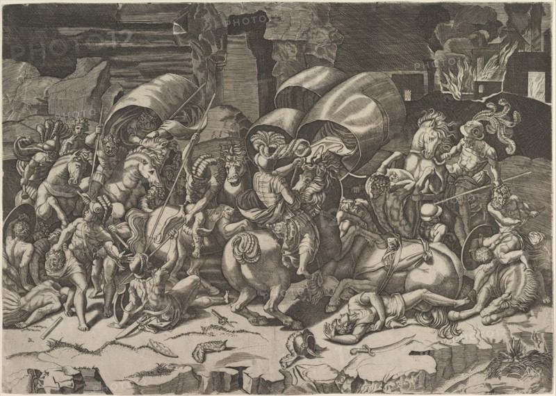 Battle with a Cutlass, ca. 1515-27. Creator: Marco Dente.