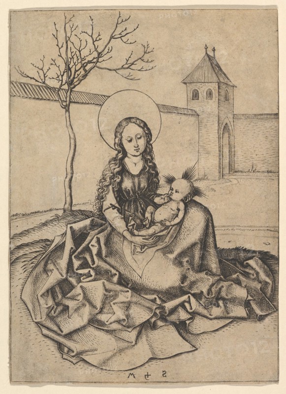 The Madonna and Child in the Courtyard, ca. 1435-1491. Creator: Martin Schongauer.