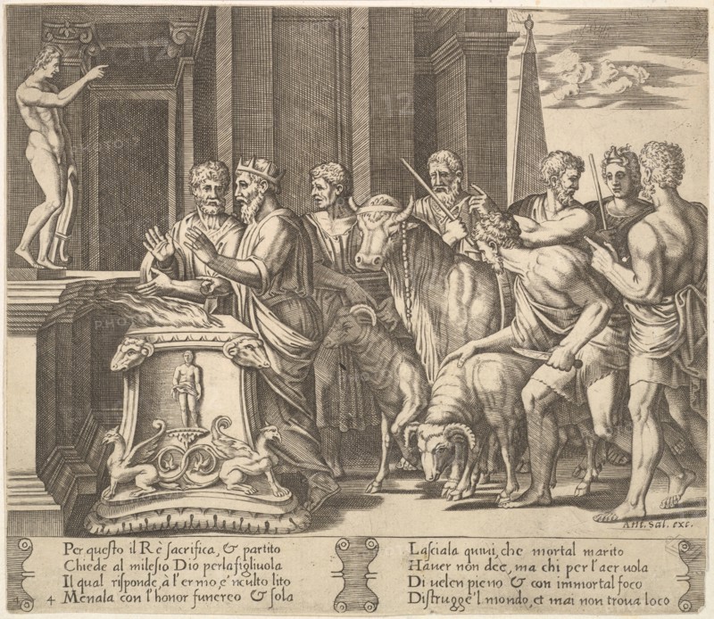 Plate 4: Psyche's father consulting the oracle, from 'The Fable of Psyche', 1530-60. Creator: Master of the Die.