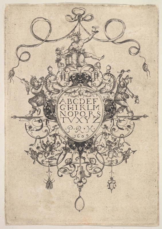 Design for a Pendant with the Alphabet, 1609. Creator: Master PRK.