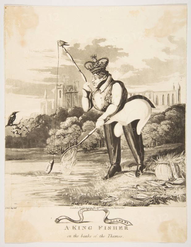 A King Fisher on the Banks of the Thames, 1827. Creator: Monogrammist JVS.