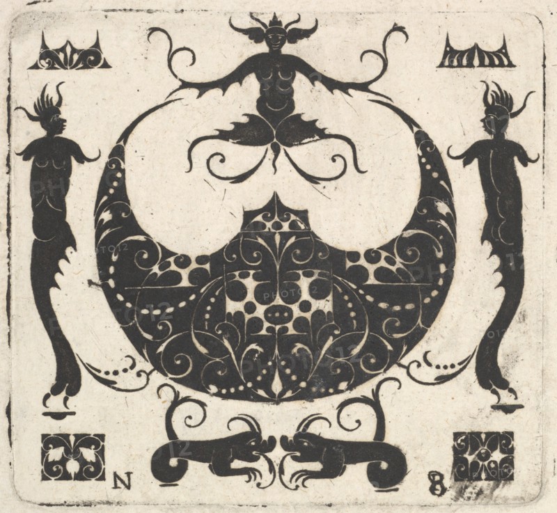 Lunar-shaped Ring Bezel and Grotesque Figures, ca. 1620-30. Creator: Noel Rouillard.