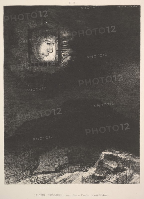 The vague glimmer of a head suspended in space, 1891. Creator: Odilon Redon.