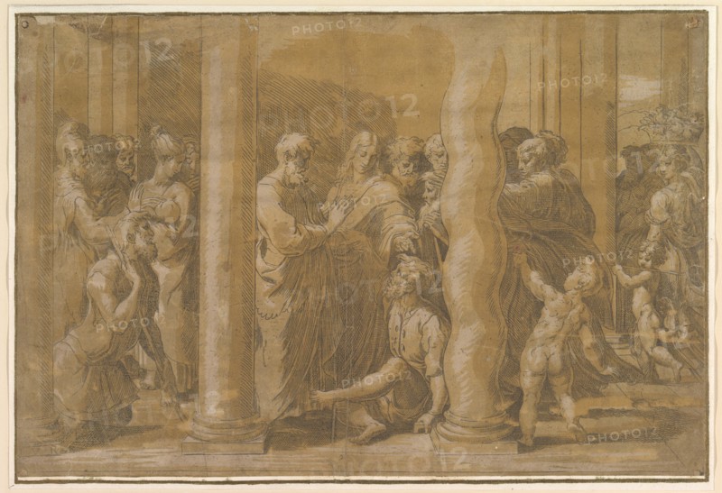 Saints Peter and John healing the Sick, early 16th century. Creator: Parmigianino.