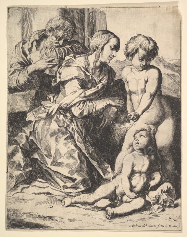 Virgin kneeling before Christ, 1610-42. Creator: Pierre Brebiette.