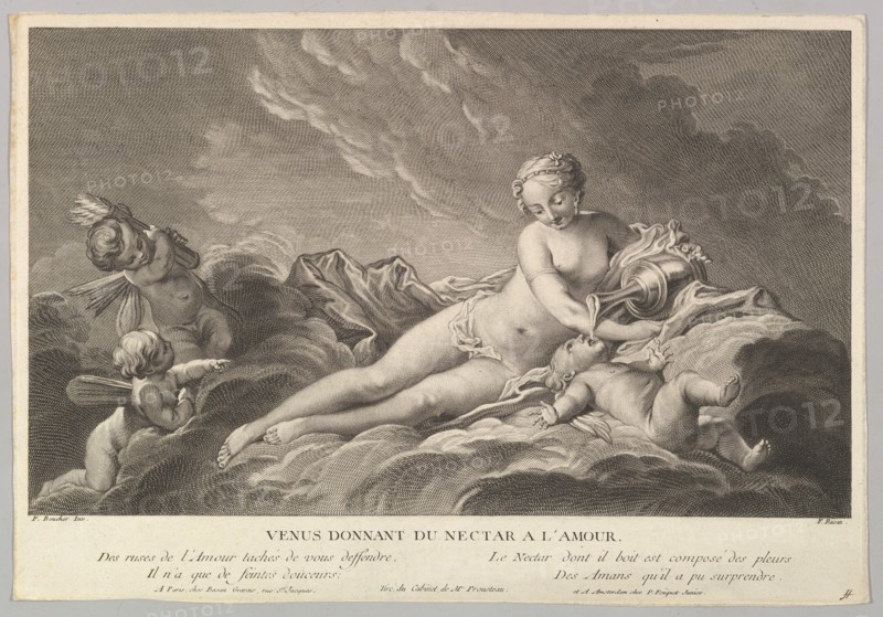 Venus Giving Nectar to Cupid, 18th century. Creator: Pierre François Basan.
