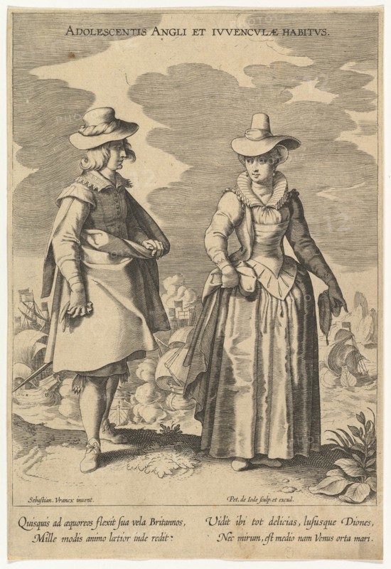 Adolescentis Angli et Iuvenculae Habitus, from Fashions of Different Nations.n.d. Creator: Pieter de Jode I.