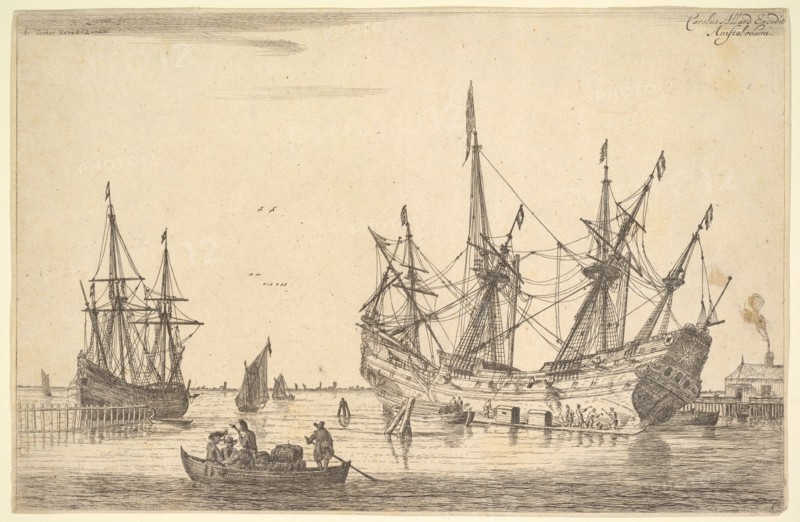 Men Caulking the Hull of a Ship, 17th century. Creator: Reinier Zeeman.