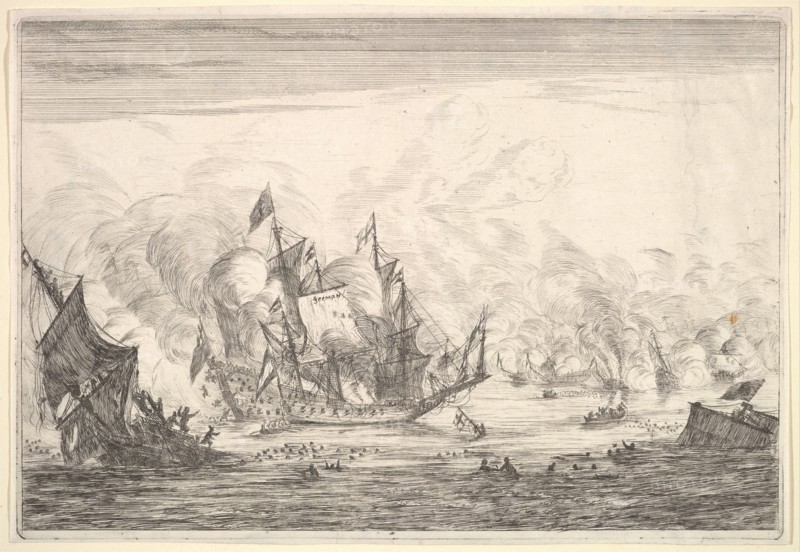 Naval Battle with an English Ship Foundering on the Left, from Naval Battles