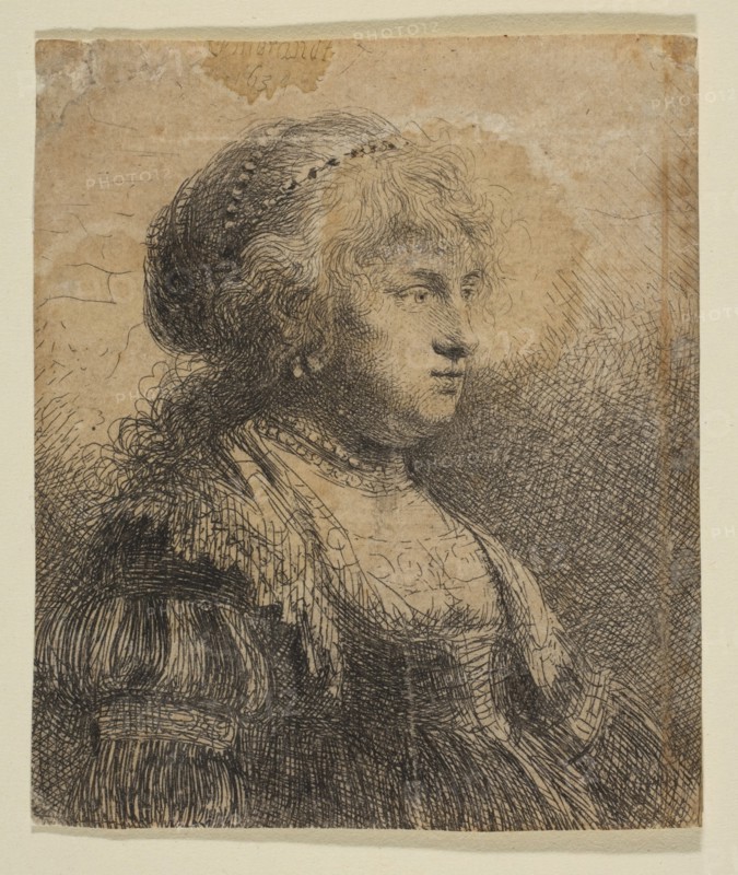 Saskia with Pearls in Her Hair, 1634. Creator: Rembrandt Harmensz van Rijn.