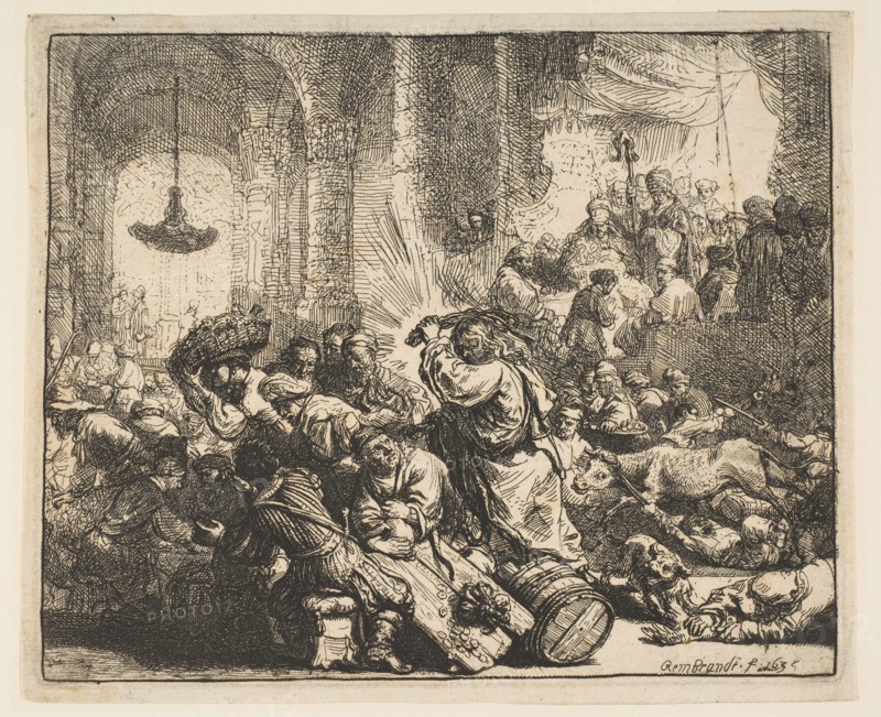 Christ Driving the Money-Changers from the Temple, 1635. Creator: Rembrandt Harmensz van Rijn.
