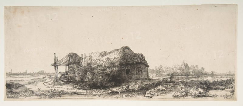 Landscape with a Cottage and a Haybarn, 1641. Creator: Rembrandt Harmensz van Rijn.