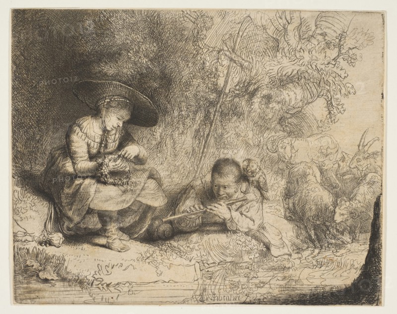 The Flute Player, 1642. Creator: Rembrandt Harmensz van Rijn.