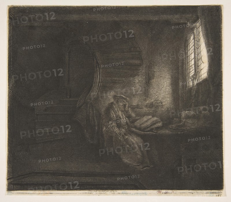 St. Jerome in a Dark Chamber, 1642. Creator: Rembrandt Harmensz van Rijn.