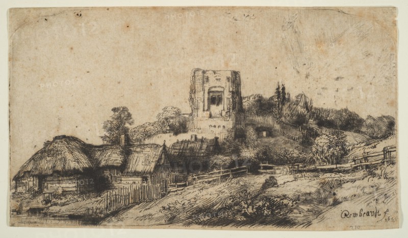 Landscape with a Square Tower, 1650. Creator: Rembrandt Harmensz van Rijn.