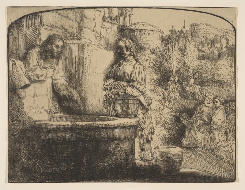 Christ and the Woman of Samaria: an Arched Print, 1658. Creator: Rembrandt Harmensz van Rijn.