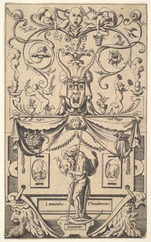 Panel with figure of Saturn, plate 1, ca. 1550-65. Creator: Rene Boyvin.