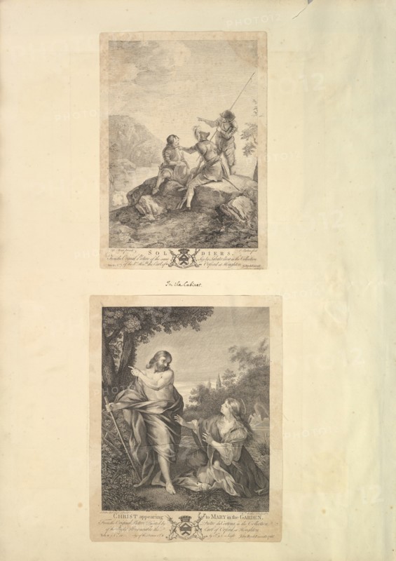 Leaf from Aedes Walpolianae mounted with two prints: