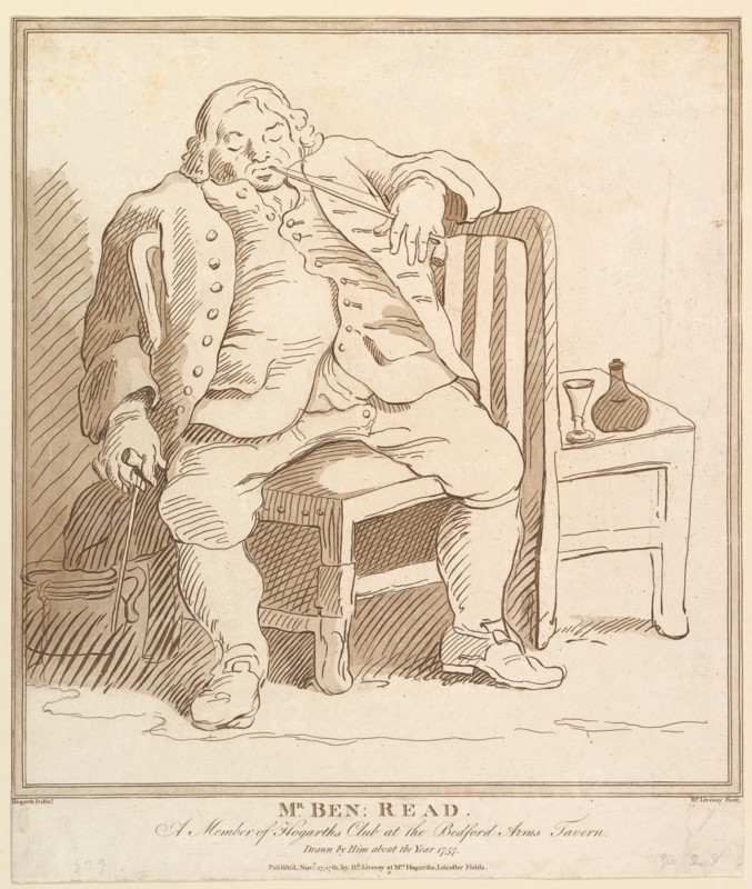 Mr. Ben: Read, A Member of Hogarth's Club at the Bedford Arms Tavern, Drawn b..., November 27, 1781. Creator: Richard Livesay.