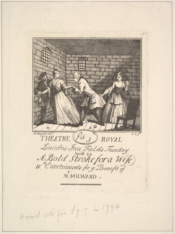 Benefit Ticket for Milward, 1788. Creator: Samuel Ireland.