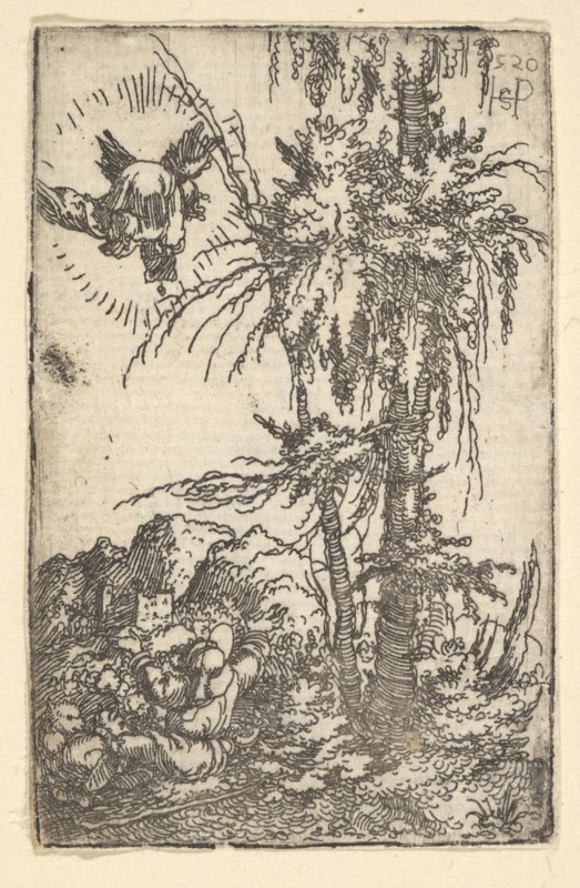 Joachim Receiving the Promise of the Birth of the Virgin, 1520. Creator: Sebald Beham.