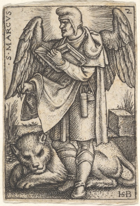 Plate 2: Saint Mark, his head turned in profile to the left, with an open book in his righ..., 1541. Creator: Sebald Beham.