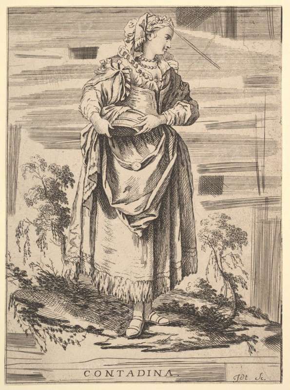 Reverse copy of Contadina, Recueil de diverses fig.res étrangeres Inventées par F...., 18th century. Creator: Unknown.