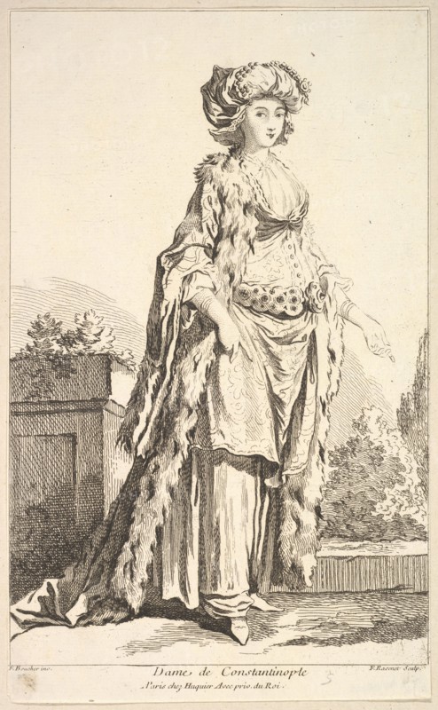 Dame de Constantinople, from Recueil de diverses fig.res étrangeres Inventées par ..., 18th century. Creator: Simon François Ravenet.