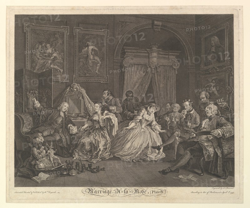 Marriage A-la-Mode, Plate IV, April 1, 1745. Creator: Simon François Ravenet.