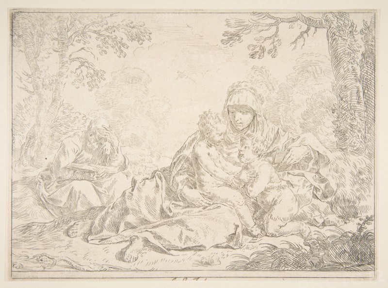 Holy Family with Saint John the Baptist, ca. 1637-1640. Creator: Simone Cantarini.