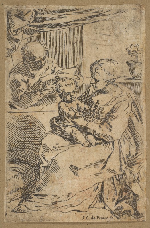 Holy Family with a rosary, ca. 1640-1642. Creator: Simone Cantarini.