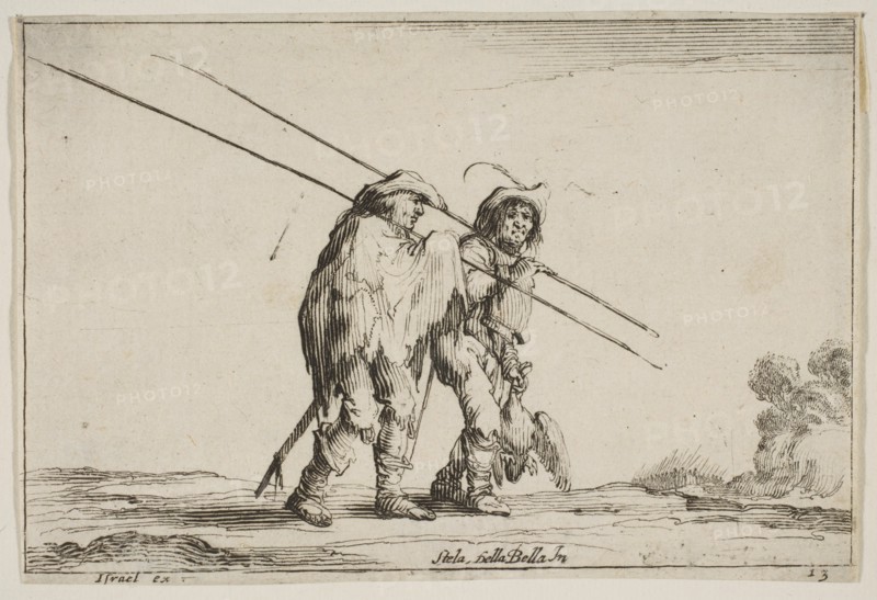 Plate 13: Two pikemen walking towards the right, each with their pikes in their right hand..., 1642. Creator: Claude Goyrand.