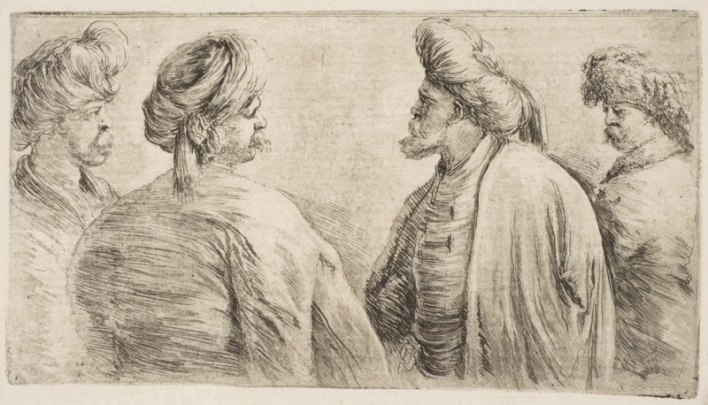 Four Turks, Half Length, ca. 1662. Creator: Stefano della Bella.