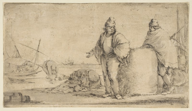 Two sailors with a bale of merchandise, ca. 1662. Creator: Stefano della Bella.