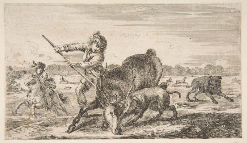 Stag at bay, from 'Animal hunts'