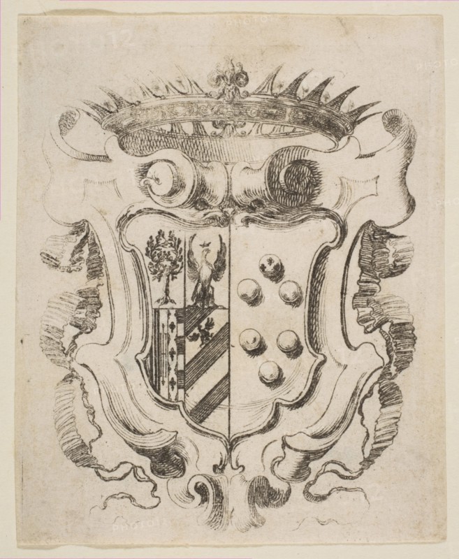 Arms of the Medici with Della Rovere, 1637. Creator: Stefano della Bella.